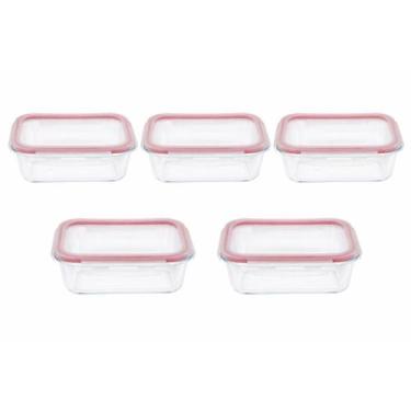 Imagem de 5 Potes de Vidro para Marmita Saudável Tampa com Trava 1300ml - Wari