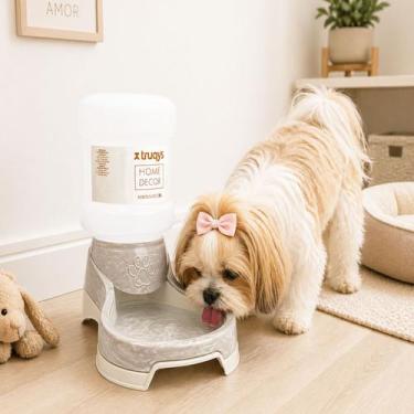 Imagem de Bebedouro Marmore Cinza 2L Caes Gato Automatico Agua Fresca - PET IN