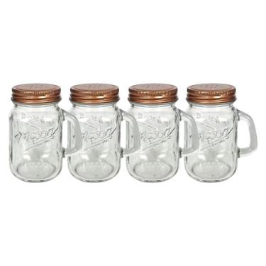 Imagem de Jogo 4 Porta Condimento Temperos Mini Canecas De Vidro 100ml - Hauskra