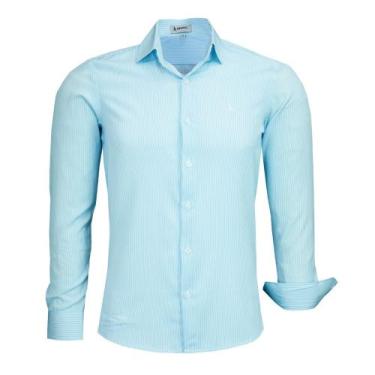 Imagem de Camisa Social Amil Masculina Slim Manga Longa Listrada Sem Bolso 1876,