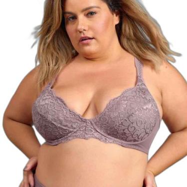 Imagem de Sutiã De Lingerie Tradicional Sem Bojo E Renda Plus Duloren , Berinjel