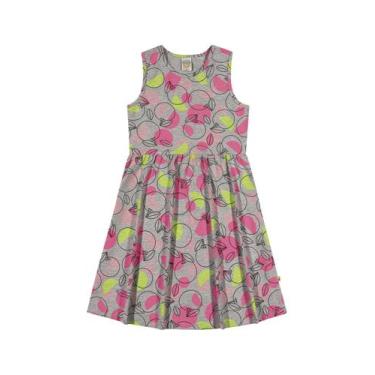 Imagem de Vestido Infantil Menina Estampado Boca Grande, Cinza, 10