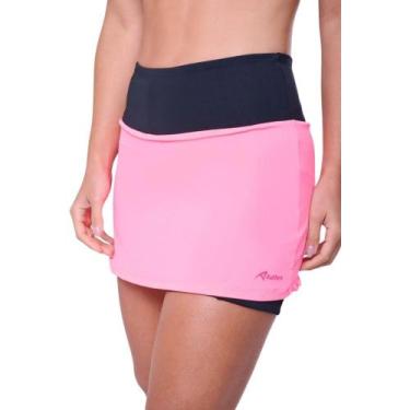 Imagem de Saia Authen Com Bermuda Essential Run Mesh - feminino - rosa e preto, 