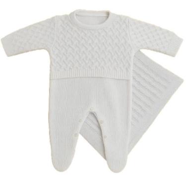Imagem de Saída Maternidade de Tricot Luxo Macacão e Manta Bebê Menina - BEBE E 