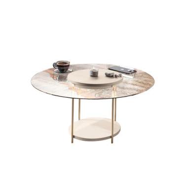 Imagem de Mesa de Centro Sky Sala de Estar com Tampo em Vidro Pés em Aço Off Whi