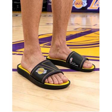 Imagem de Chinelo Slide Rider Pump Nba III Masculino 12638, Preto, Amarelo, 41