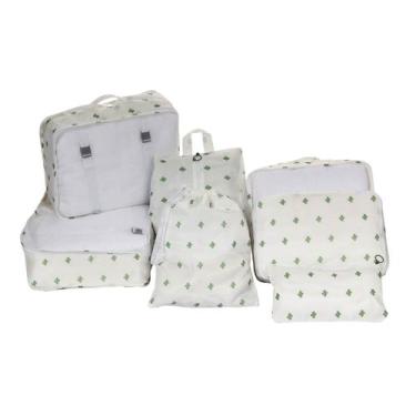 Imagem de Kit organizador para mala de viagem 7 peças - cactus - Mimos e Viagens