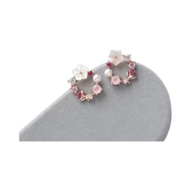 Imagem de Brincos De Cristal Com Flores E Folhas Em Strass Para Mulheres E Menin