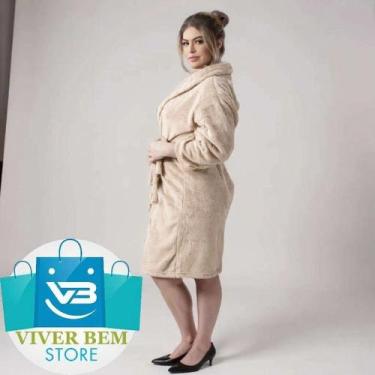Imagem de Roupão Microfibra Premium super macio Unissex - Viver Bem Estar, Bege,