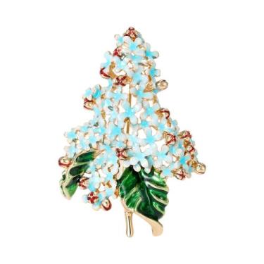 Imagem de Broches De Hortênsia Esmaltados Unissex Femininos Com Strass, Alfinete