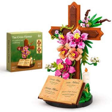 Imagem de Conjunto de Blocos de Montar IFAYMOC Cruz de Jesus com Decoração Flora