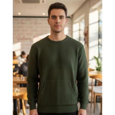 Imagem de Blusa Masculina Link Bolso Canguru - Giuliana Marques Tricot, Verde, G