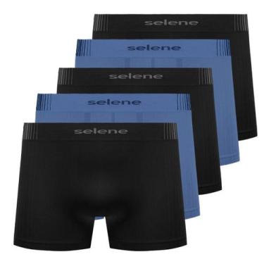 Imagem de Kit 5 Cueca Boxer Infantil Selene Cós Duplo Microfibra - GG, Preto e a