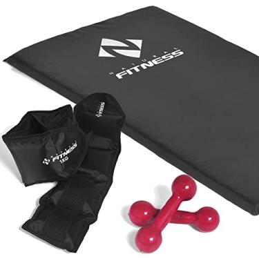 Imagem de Kit colchonete + Halteres 2kg + Caneleiras 1 kg Academia Fitness Musculação