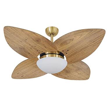 Imagem de Ventilador de Teto Volare Dourado Vidro Fechado Dunamis Pá Rádica Freijó 127V