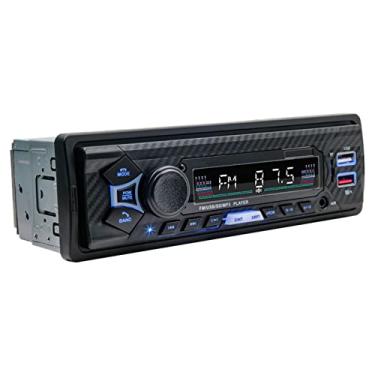 Imagem de Single Din Car Stereo com assistente de voz AI, Bluetooth, reprodução e carregamento USB, AUX, reprodução de cartão TF, controle remoto no volante, rádio FM, mãos livres