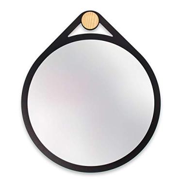Imagem de Espelho Decorativo Adnet Flat Preto 30 cm Redondo Preto, 30 cm