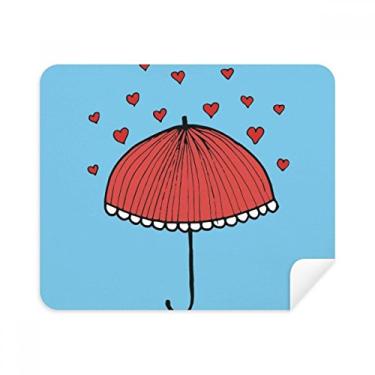 Imagem de Guarda-chuva vermelho de renda para o clima do coração, pano de limpeza de tela, 2 peças, tecido de camurça