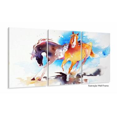 Imagem de Quadro Cavalos Abstratos Sala Quarto Escritório Em Tecido 12