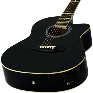 Imagem de Violão Eletrico Aço Ge-21 Preto Harmonics Cutaway Com Escudo