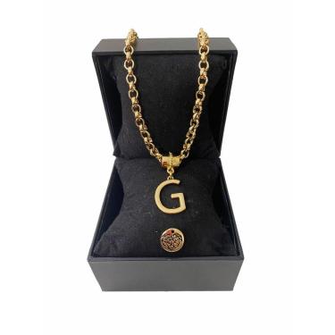 Imagem de Colar Feminino Elo Português Grosso 6mm Letra "G"