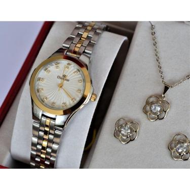 Imagem de Relogio Champion Feminino Pequeno Misto Cn25458b + Kit Semi Joia