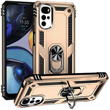 Imagem de Caso de capa de telefone de proteção Para Motorola Moto G22 Case Mobile Phone com caixa do anel magnético, Proteção à prova de choque pesada para Motorola Moto G22 2022 (Color : Gold)