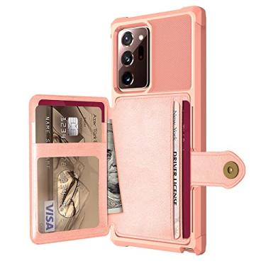 Imagem de para Samsung Galaxy Note 20 Ultra/Note 20 5G capa de cartão de crédito PU couro flip capa com suporte para foto capa traseira dura, ouro rosa, para nota 10 plus