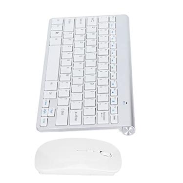 Imagem de Teclado Mouse Combo, Teclado sem fio Mouse Combo Resistência ao desgaste Mais suave e responsiva textura forte para Macbook para Windows para desktop(Prata)