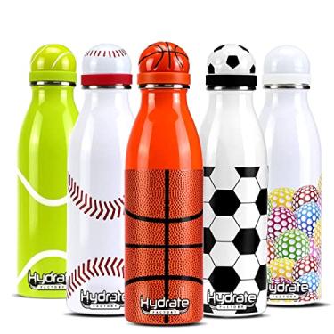 Imagem de Hydrate Factory Garrafa de água infantil Snug - garrafa térmica de aço inoxidável isolada com (meninas/meninas), garrafa de água de basquete 17oz