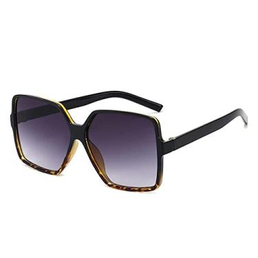 Imagem de 1 peça unissex moda óculos de sol quadrado superdimensionado retrô grande armação plana óculos de sol óculos de sol de luxo óculos de proteção uv400, um, leopardo preto, outros