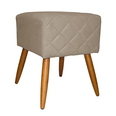 Imagem de Puff Banqueta Isabela em Tressê Pés Palito Suede Capuccino - DS Estofados