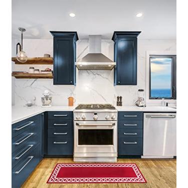 Imagem de Nautica – Tufted Runner Rug | Collin Trellis Border Design | Modern Home Décor | Non-Slip| Machine Washable | Carpet for Entryway & Hallway | Measures 26” x 60” | Red and White