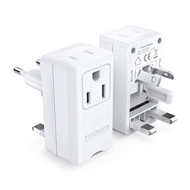 Imagem de BESTEK Adaptador de plugue para viagem mundial, adaptador de tomada de entrada duplo de 100-250V universal adaptador de viagem adaptador de alimentação para viagem para Reino Unido, Europa, AU, JP, EUA, tipo A/I/G/C - pacote com 2