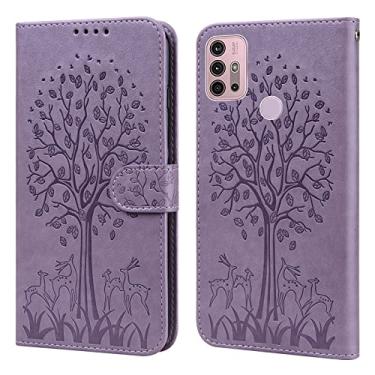 Imagem de For Motorola Moto G30 / G20 / G10 Tree & Deer Pattern Pressed Printing Horizontal Flip Leather Phone Case