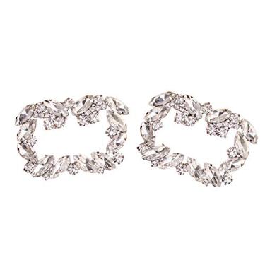 Imagem de Sapatilha de strass removível para noivas com fivela de cristal feminina, clipes para sapatos de festa de casamento, enfeites para decoração, chapéu, clipes para sapatos, Style 3, 2.36" x 1.57"