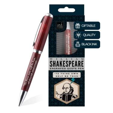 Imagem de William Shakespeare - Caneta inspiradora gravada - To Thine Own Be True. - Presentes literários para escritores, leitores, atores, bibliotecários, professores de inglês