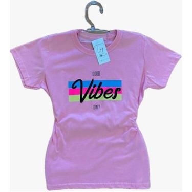 Imagem de Camiseta Feminina Baby Look Algodão Good Vibes Only - Lmp Confecções