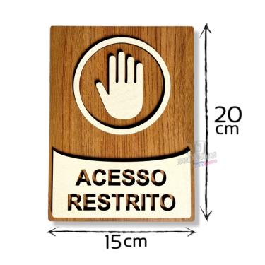 Imagem de Placa para sala de acesso restrito decorativa mdf 6mm