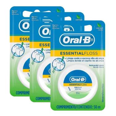Imagem de Kit 3 Fio Dental Oral-b Essential Floss Encerado Menta 50m Essential Floss