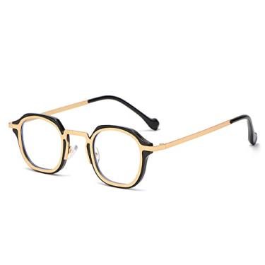 Imagem de Óculos de Sol Quadrados Pequenos Retrô Masculino Designer Vintage Óculos de Sol para Mulheres Óculos Leves, Dourado Preto Transparente, sem caixa