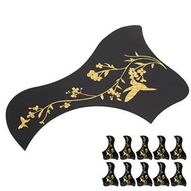 Imagem de Placa de arranhar protetora, conjunto de palhetas de guitarra antiderrapante, 10 peças, tamanho compacto com padrão de borboleta para instrumento de corda (dourado)