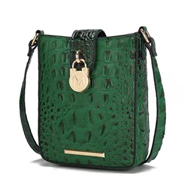 Imagem de MKF Collection Bolsa tiracolo feminina, couro vegano em relevo de crocodilo sintético, bolsa de ombro, bolsa de mão da Mia K, Verde Avery, Medium