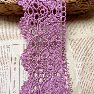 Imagem de 9 cm de largura padrão coroa europeia acabamento de renda bordado, toalha de mesa de cortina capa de noiva DIY roupas/acessórios. (4 jardas em um pacote) (roxo claro)