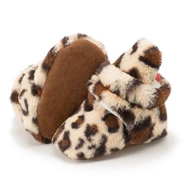 Imagem de HsdsBebe Botas de algodão unissex para recém-nascidos, sola antiderrapante para bebês, meninos, meninas, para o inverno, quente, de lã, meias aconchegantes, Estampa D / leopardo bege, 6-12 Meses
