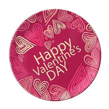Imagem de Prato de coração rosa Happy Valentine's Day decorativo de porcelana salver louça de jantar