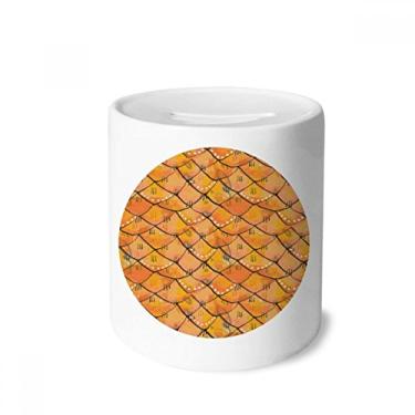 Imagem de DIYthinker Caixa de moedas de cerâmica abstrata estranha com padrão regular de madeira para presente de cofrinho