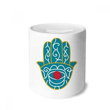 Imagem de DIYthinker Padrão Egito Mão Impressão Olho Vermelho Caixa Dinheiro Caixa Cerâmica Porta-Moedas Presente Porquinho