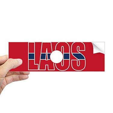 Imagem de DIYthinker Adesivo retangular de para-choque com nome da bandeira do país de Laos para notebook e janela