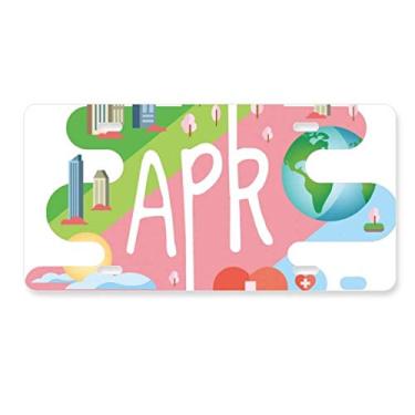 Imagem de DIYthinker Ilustração da temporada do mês de abril, placa de licença decoração de aço inoxidável para automóveis
